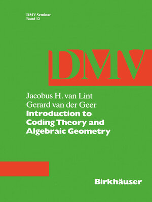 cover image of Introduction to Coding Theory and Algebraic Geometry